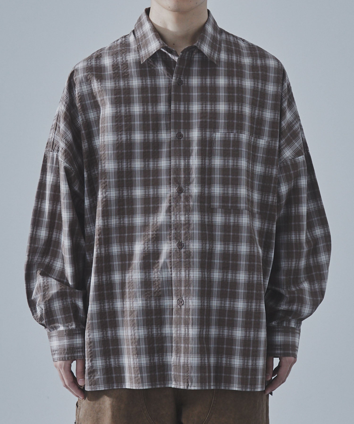 Seersucker Check Dolmansleeve Regular Shirt