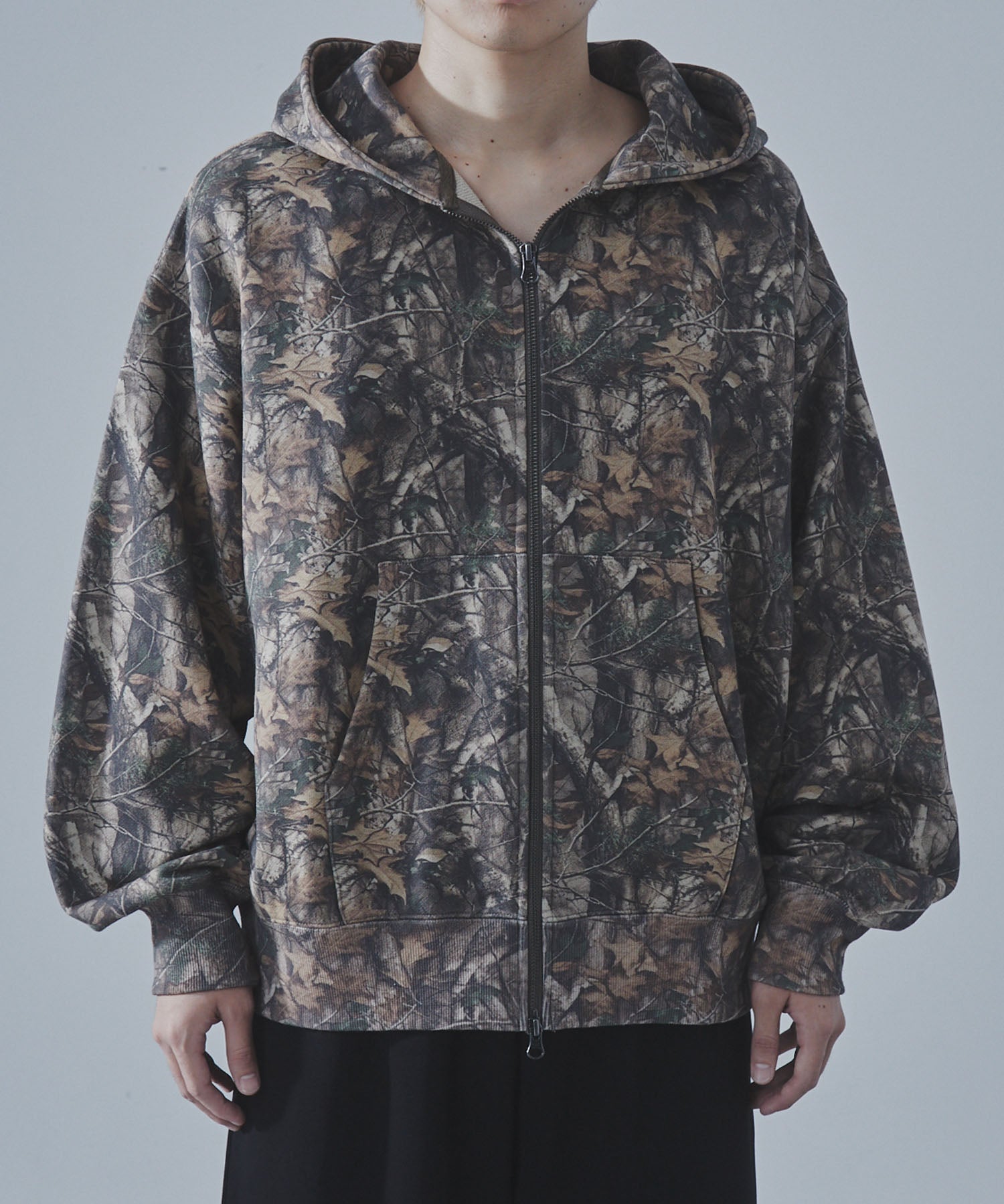 Camouflage Print Double Zip Parka