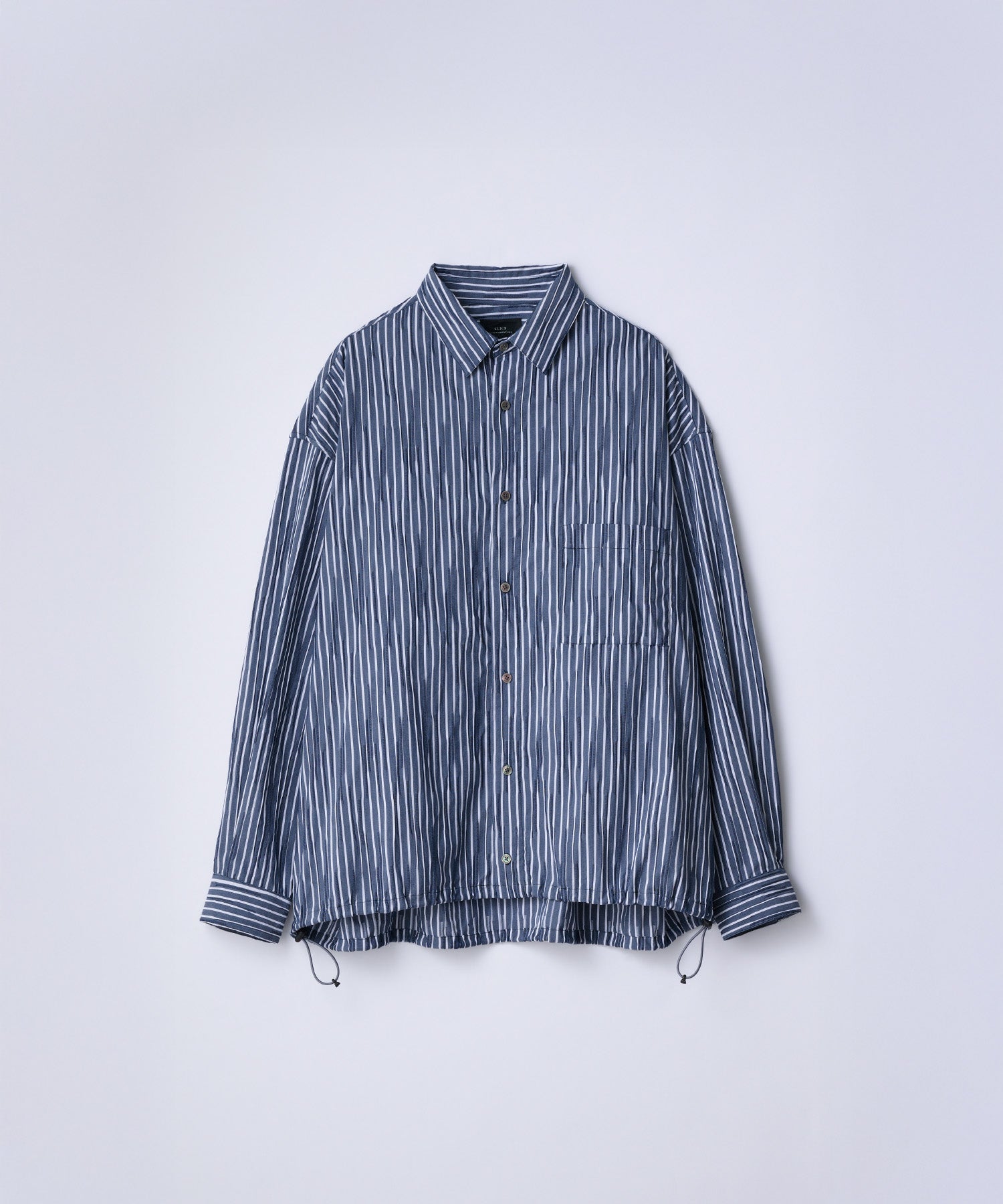 Stripe Tuck Jaquard Drawstring Regular Shirt