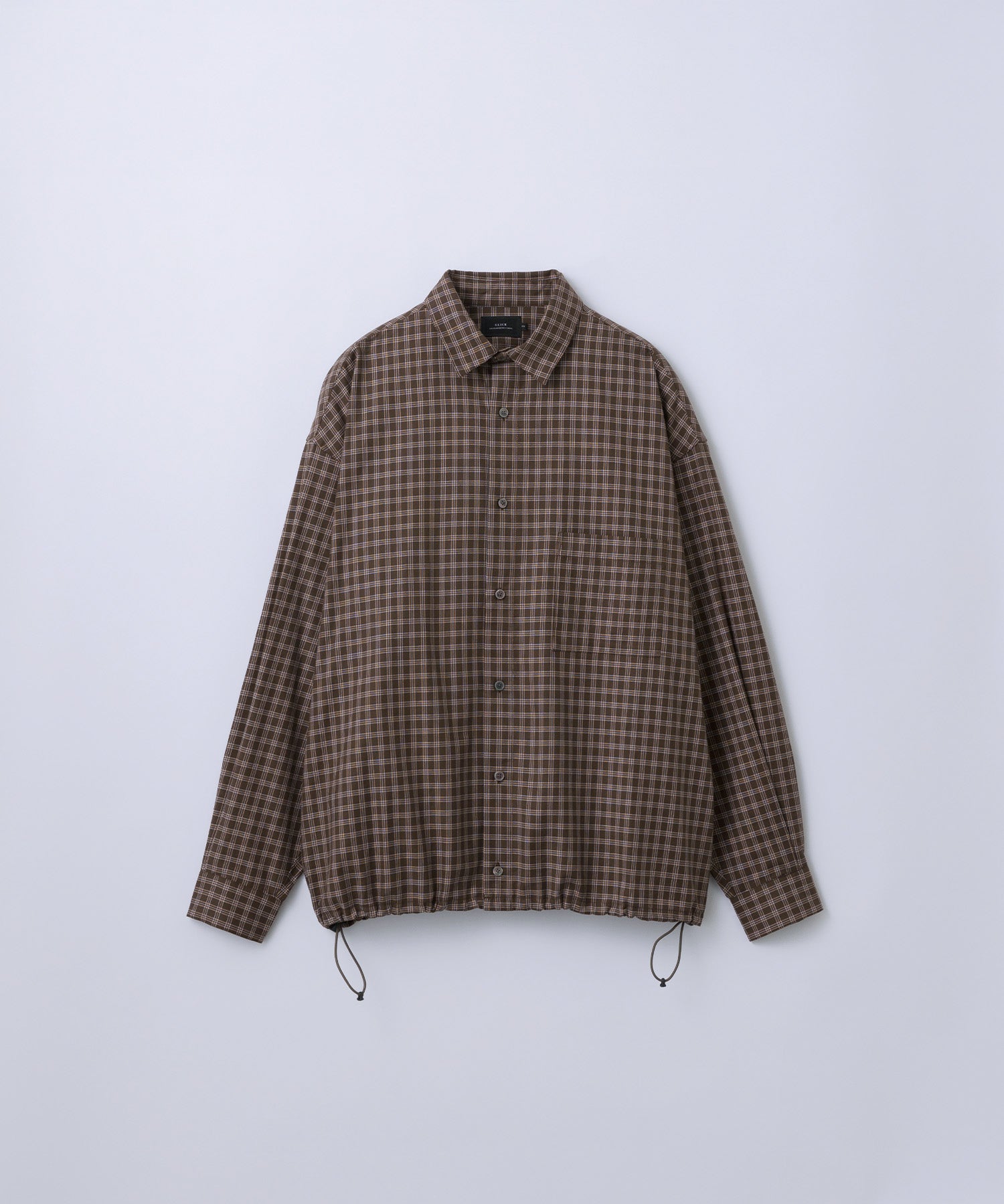 Micro Check Drawstring Regular Shirt