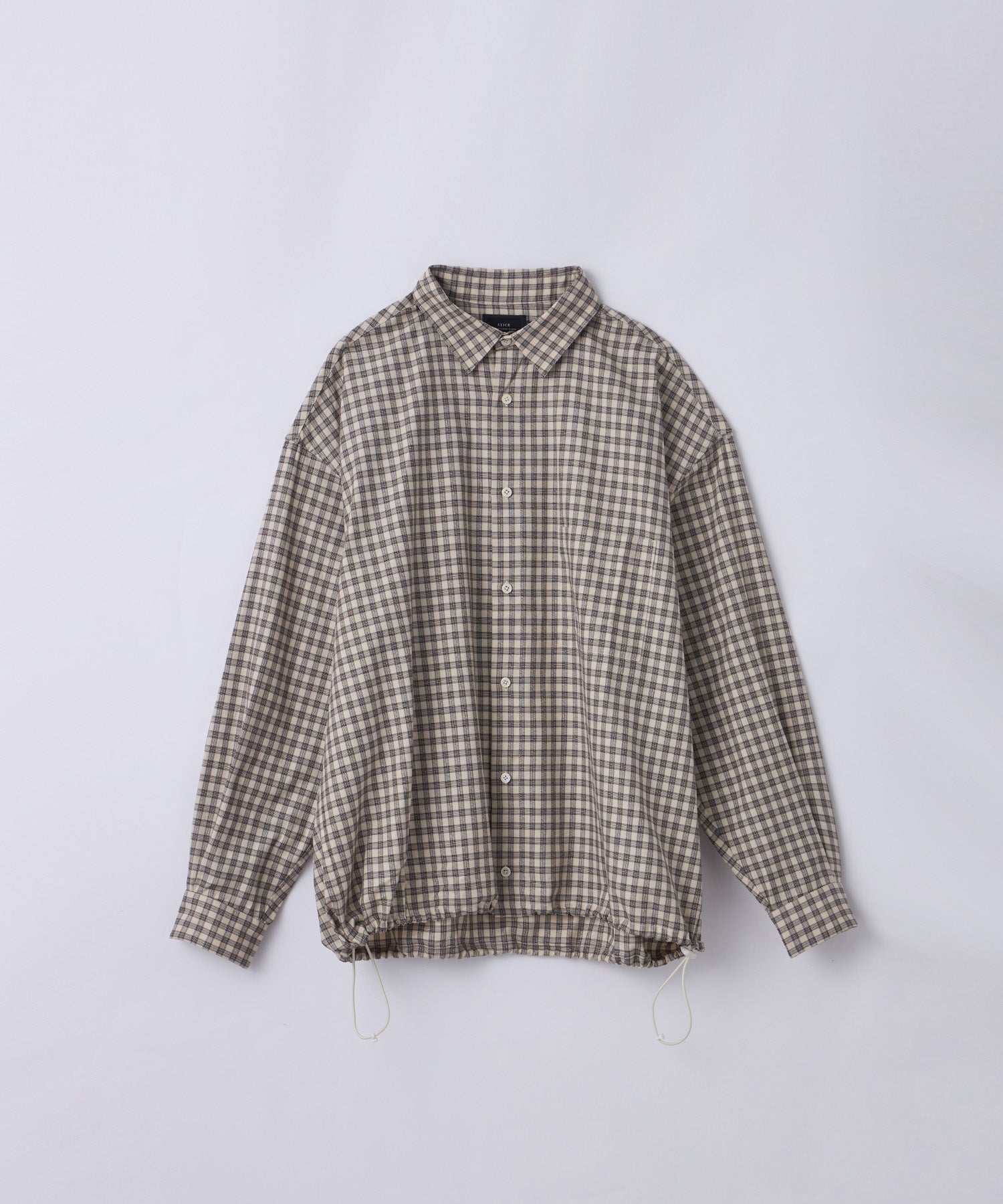 Micro Check Drawstring Regular Shirt